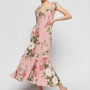 Reformation Nadira Light Pink Rose Midi Dress 6